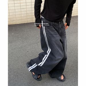 Jeans pour hommes Firmranch 2023 Baggy noir pour hommes femmes 2 pantalons en denim évasés blancs Stich Streetwear 230419