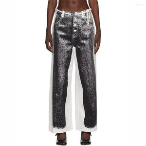 Heren jeans firmranch digitaal printen zwart vervaagde wijde been voor dames 2023 denim broek moderne vrouwen y2k baggy