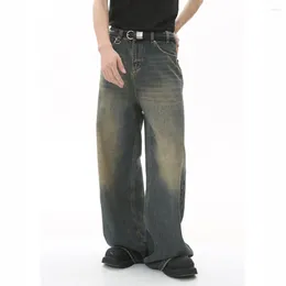 Jeans para hombres Firmranch Wash Old Bigote Effect Retro Baggy para hombres Mujeres Trapeando Pantalones de mezclilla Estilo unisex Todas las estaciones