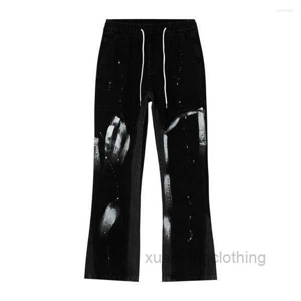 Jeans para hombres Flare Men Harajuku Streetwear Pantalones de mezclilla anchas