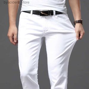 Jeans pour hommes Pour quatre saisons confortable denim blanc hommes jeans mode décontracté Style classique pantalon mince marque masculine Advanced Stretch pantalon L240313