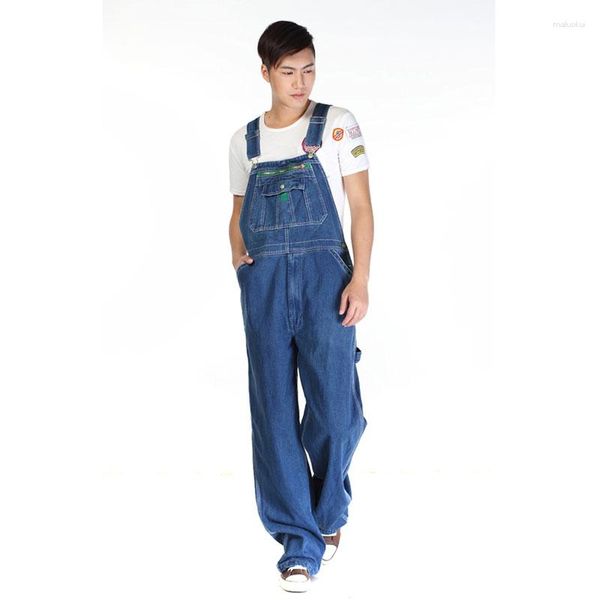 Pantalones vaqueros para hombre Monos de mezclilla Mono Pantalones rectos con correa de gran tamaño Azul Más tallas 48 50