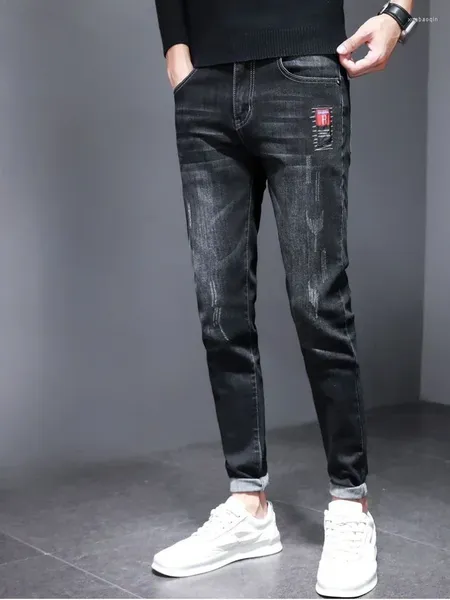 Jeans para hombres para hombres Pantalones elásticos Slim Fit Pantalones de vaquero masculinos Estiramiento negro Tubo apretado Flaco Plus Tamaño Denim Regular 2024 Moda