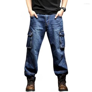 Jeans masculin pour hommes automne / hiver multi-poches multiples pantalon de la jambe droite et de taille