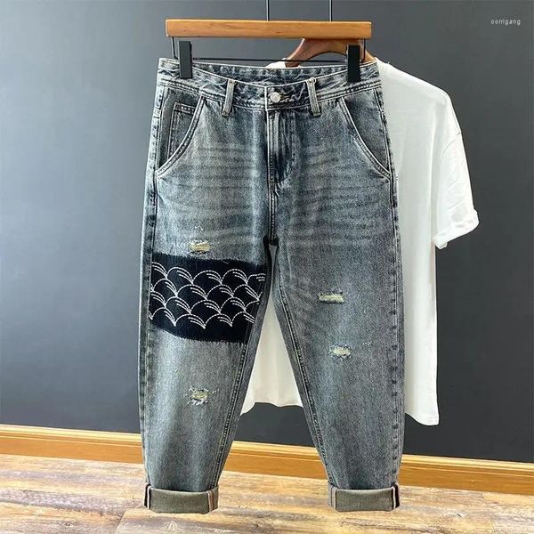 Jeans De Hombre Para Hombres Pantalones Rectos Gráficos Rasgados Pantalones De Vaquero Masculinos Rotos Rasgados Con Agujeros Verano En Casual Xs Regular Elegante