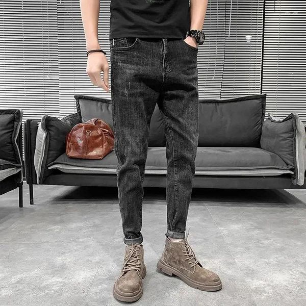 Jeans para hombres para hombres Pantalones de gran tamaño Tubo apretado Slim Fit Pantalones de vaquero masculinos Flacos Negro Moda coreana Clásico Harajuku 2024 Lujo