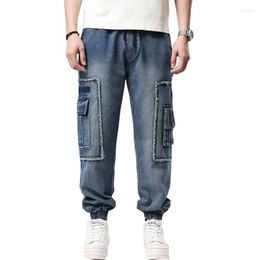 Jean homme pour homme hip-hop grande taille pantalon en jean sarouel ample grand cordon multi-poches à lacets