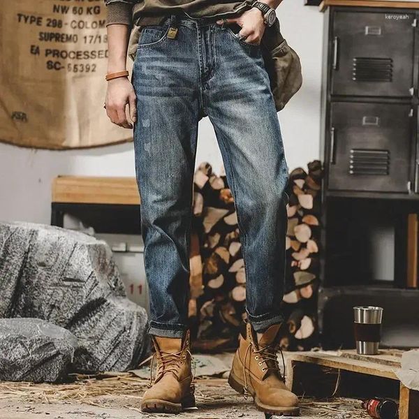 Jeans para hombres para hombres Pantalones ajustados con bolsillos Pantalones de vaquero masculinos Ropa de trabajo Tubo apretado Flaco Ropa de mezclilla retro Y2k 2000s en