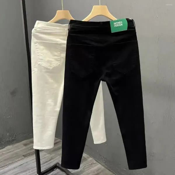 Jeans para hombres para hombres Pantalones sólidos Blanco Slim Fit Tubo apretado Pantalones de vaquero masculinos Flacos Primavera Otoño Y2K Vintage 2024 Moda XS