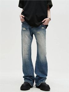Jeans pour hommes pour hommes printemps/été rue usé pour faire du vieux lavage Y2K pantalon à jambes larges bouton poche pantalon ample homme vêtements YY039