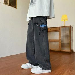 Jeans pour hommes pour hommes pantalons étoiles droites pantalons de cowboy masculins Kpop vêtements de style coréen Y2k 2000s graphique régulier de haute qualité XS