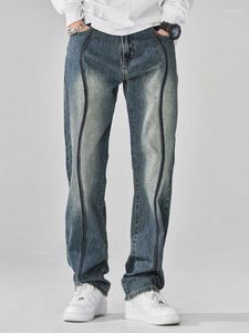 Jeans pour hommes pour hommes pantalons droits avec poches pantalons de cowboy pour hommes jambes larges lavés hiver rétro tendance 2023 à la mode esthétique