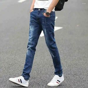 Jeans pour hommes pour hommes pantalons extensibles Slim Fit mâle Cowboy pantalon serré tuyau maigre élastique taille basse tendance 2024 décontracté Y2k Streetwear XS