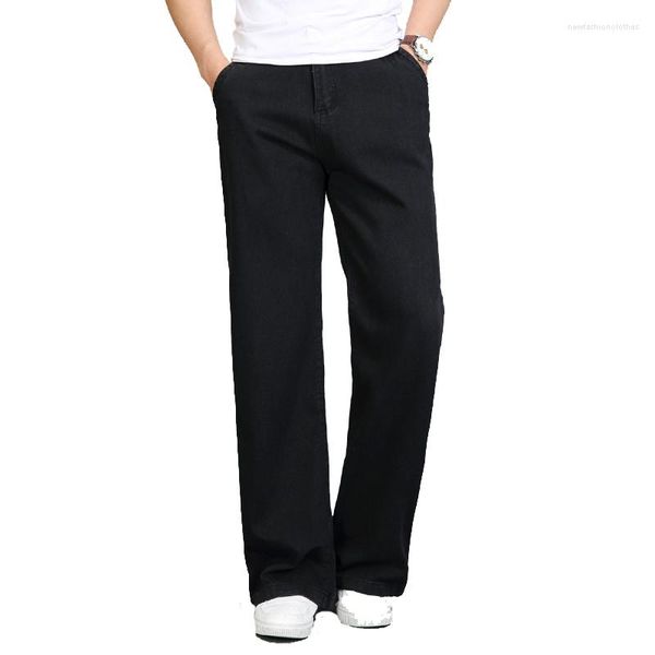 Jeans Homme Pour Homme Été Section Mince Grande Taille Micro Cloche Pantalon Noir Classique Droit Biker 34