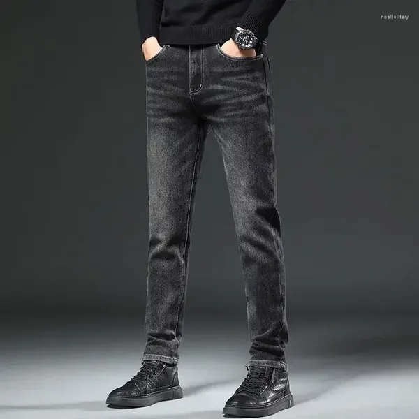 Jeans para hombres para hombres pantalones apretados de tubería gran tamaño con bolsillos machos pantalones de vaquero flaco lavado de lujo de lujo fit delgado reto apilado xs