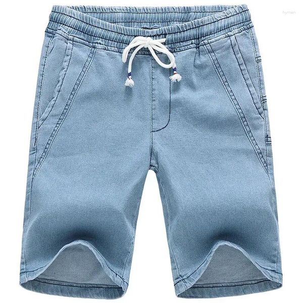 Jeans pour hommes Commerce extérieur 2024 Été Mince Casual Cordon élastique Pantalon en denim droit usé
