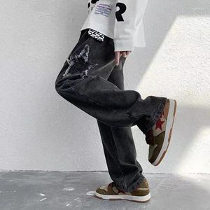 Jeans pour hommes Foufurieux Printemps Automne Baggy Rétro En détresse Star Patch Pantalon Mode Classique High Street Lâche Hommes Vêtements