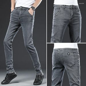 Heren jeans vier seizoen heren denim merk katoen casual mannelijke broek stretch slank fit dagelijkse dropship grijze blauwe broek