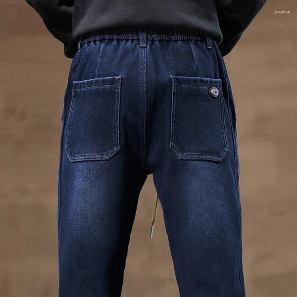 Jeans pour hommes quatre saisons peuvent porter un style de haute qualité taille élastique décontractée mode tout-match droit slim hommes pantalons en denim