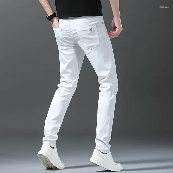 Jeans masculin quatre saisons denim stretch mode mince pantalon masculin blanc younth coton régulier pantalon dropship tout-correspondant