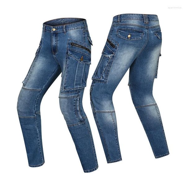 Jeans pour hommes Quatre saisons Hommes Zipper Riding Moto Racing Casual Classic Collection Pantalon de protection solide Coussinets détachables