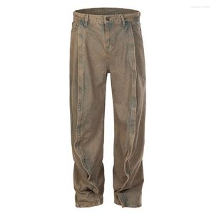 Pantalones vaqueros para hombre Frente Patchwork Rectos para hombre High Street Denim Pantalones de hombre de cuerpo entero