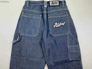 Jeans voor heren FUBU Jeans Heren Y2K Hip Hop Letter Grafisch Vintage Baggy Harajuku Denim Broek Casual Lage taille Brede broek streetwear NewL240109