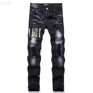 Jeans masculin Gallary Dept Dept Designer Purple Denim Pantalon Fashion Purple-Brand Trends Black Black Ripped Biker Slim Motorcycle Sweatpants 28-40 C64R