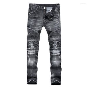 Jeans pour hommes Gersri coton Streetwear hommes Skinny Biker Homme droit mâle Moto Moto Hip Hop Denim pantalon Joggers piste Jean