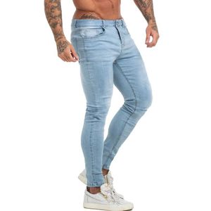 Jeans masculin gingtto manche jeans skinny jeans bleu clair hommes pantalons denim style hip hop plus taille jean vêtements masculin scime slim fit zm1012 t240508