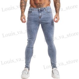 Jeans para hombres Gingtto Jeans Skinny Men Men Blue Denim Pantalones Hip Hop pantalones Pantalones Pantalla de cintura alta Venta caliente ZM125 T240411