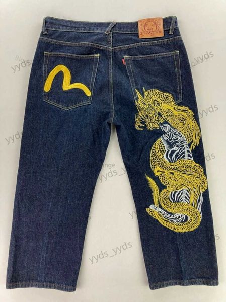 Jeans pour hommes Golden Dragon motif impression conception Punk hip-hop jean hommes 2023 High Street rétro lavé taille haute jean hommes décontracté jambes larges T231123