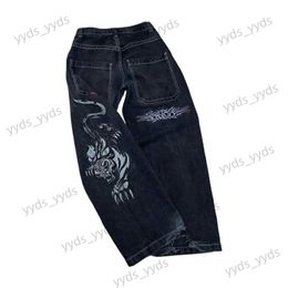 Jeans voor heren Gothic jeans met tijgerprint en grafische print JNCO Hip Hop Baggy Punk Rock zwarte denim broek Y2K Retro streetwear wijde broek Herenkleding T231123