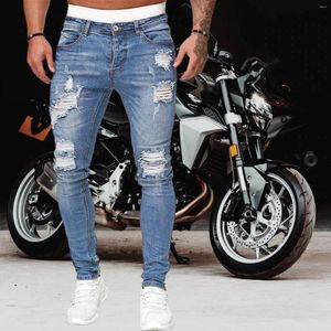 Jeans pour hommes dégradé de couleur pantalon uni trous décontractés hommes lavé déchiré pantalon effiloché Jean hommes 9 10 garçon chaussette