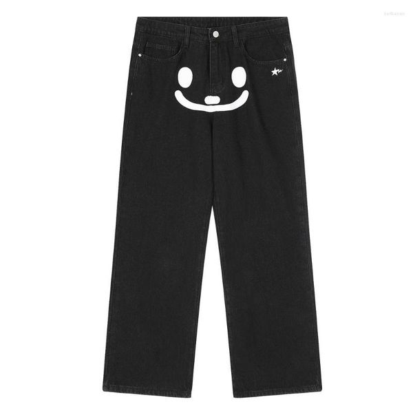 Jeans pour hommes graphique pour hommes Y2k Streetwear ample jambe droite Baggy Vaqueros pantalon drôle décontracté mode noir été Denim pantalon