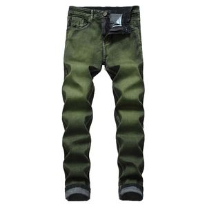 Heren jeans grijs groen heren mode klassieke stijl elastische rechte slanke denim broek hoog mager mannelijk groot formaat 220927