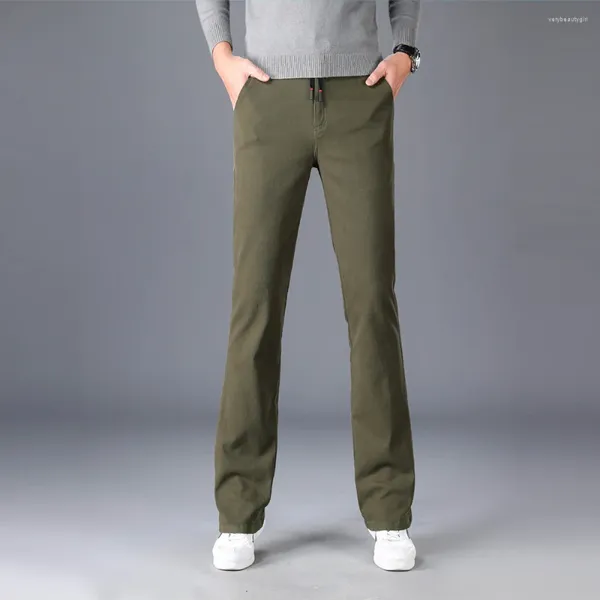 Jeans pour hommes Vert Mens Slim Boot Cut Y2K avec poches arrière Classique Stretch Dessin Taille élastique Denim Business Casual Flare Pantalon