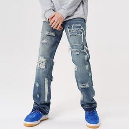 Jeans pour hommes Grunge Vêtements Y2K Streetwear Ripped Stacked Jeans Pantalons Hommes Mode Straight Baggy Hip Hop Denim Pantalon Ropa Hombre 230529