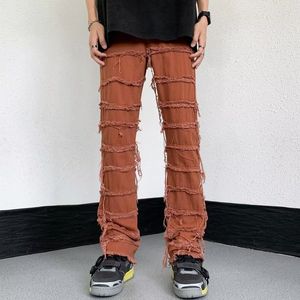 Jeans pour hommes Grunge Vêtements Y2K Streetwear Empilé Slim Jeans Pantalon évasé Hommes Noir Hip Hop Droite Femmes Pantalon Long Pantalon Homme 230826