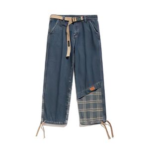 Jeans pour hommes Harajuku Fashion Gyaru japonais Streetwear lambrissé homme Plaid Baggy droit surdimensionné Cargo pantalon Vintage Denim pantalon 230320