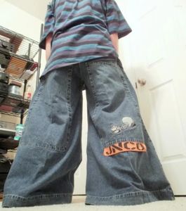 Jeans pour hommes Harajuku Hip Hop Streetwear JNCO Baggy Pantalon à jambes larges Y2K Hommes Rétro Poches Bleu Vintage Gothique Denim Pantalon