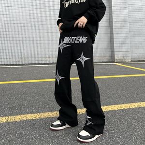 Jeans pour hommes Harajuku Vintage Star lâche hommes Y2K Streetwear Hip Hop surdimensionné à motifs pantalons décontractés femmes coréen esthétique Grunge