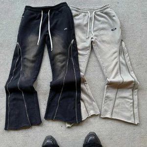 Jeans masculin harajuku y2k vêtements hommes pantalon de survêtement vintage décoration de fermeture éclair décontractée hip hop streetwear streetwear coton jambe droite Q240509