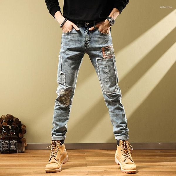 Jeans pour hommes Harem pour hommes Vintage mode coréenne été hommes Cowboy pantalon élastique Slim Fit coton rétro Stretch pantalon