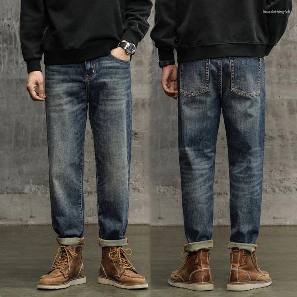 Jeans para hombres Pantalones Harem Hombres Estiramiento Suelto Ajuste Azul Oscuro Baggy Streetwear Hip Hop Alta Calidad Pantalones Masculinos Ropa 2023 Otoño