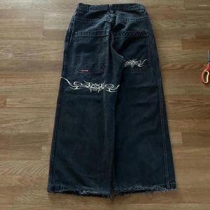 Jeans masculins Haruku gothique Jnco Y2k Hip Hop Retro Graphic Broidered Baggy Black Pantal