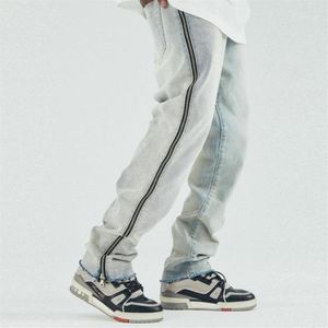 Jeans pour hommes tête droite haute Flash fermetures à glissière latérales Cowboy marque Design sentiment sol blanc Male225G