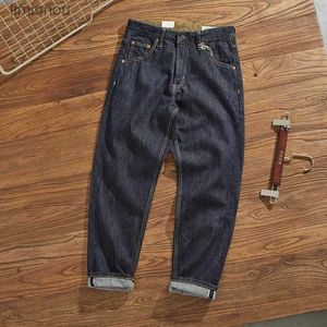 Jeans Homme Jeans en Denim à lisière épaisse vêtements pour hommes couleur originale un lavage pantalon rétro tenue décontracté pantalon ample brodé TaperedL240119