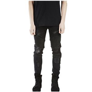 Pantalones vaqueros para hombre Hi Street para hombre Ripped Rider Biker motocicleta Slim Fit lavado negro azul Moto pantalones de mezclilla Joggers para hombres flacos 220923