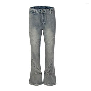 Jeans pour hommes Salut rue Vintage bleu pantalon multi poches Patchwork Streetwear Denim pantalon pour homme